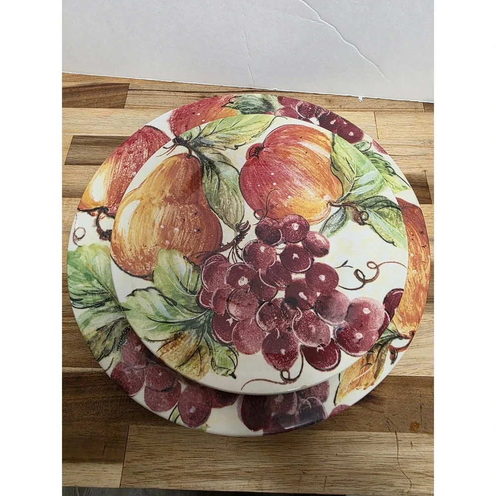 Pier 1 Hand‎ Painted Fruit Plates One Dinner and One Side Italian Earthenware